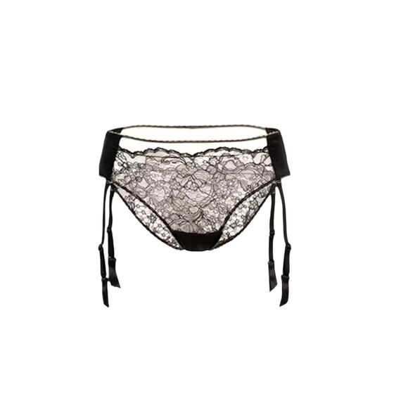 Else Women's Medium Black Tan Yasmin Hipster Removable Garter Straps Panties - Picture 1 of 3